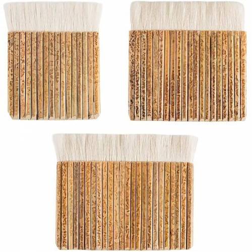 PandaHall Elite 3pcs Sheep Hair Hake Brush - Bamboo Handle Soft Brush Latex Paint Brush for Kiln Wash - Watercolor - Dust Cleaning - Ceramic -...