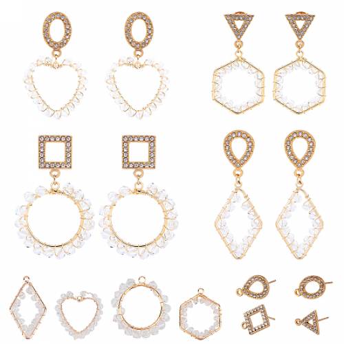 SUNNYCLUE DIY Earring Making - with Brass Glass Pendants - Rhinestone - 304 Stainless Steel Stud Earring Findings and Jump Rings - Real 18K Gold...
