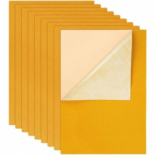BENECREAT 12PCS Velvet (Gold) Fabric Sticky Back Adhesive Felt Sheet115