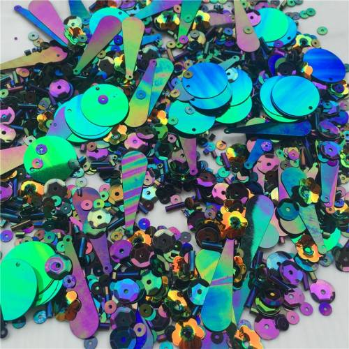 10g Hugely Popular Multi Size Mix Flat Cup Round Oval pvc loose sequins Glass Beads Bugles Sewing Craft Kids intelligence Gifts