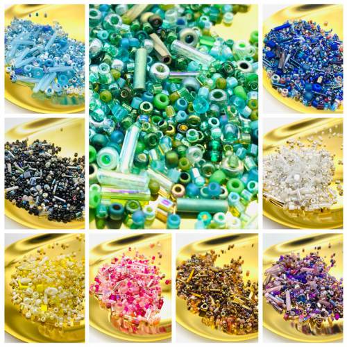 10g Mixed Size Round Bugle Tube Glass Seed beads Multi For DIY Wedding Craft Jewellery Garments Beading Embroidery Accessories