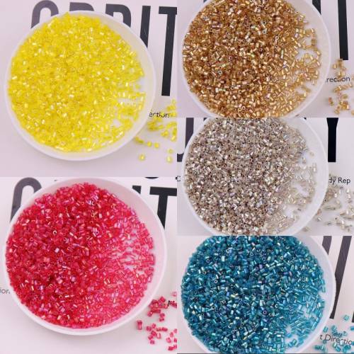 15mm 1680Pcs Short Tube Glass Bugle Beads Crystal Colorful Czech Glass Seed Spacer Beads For Jewelry Making DIY Accessories
