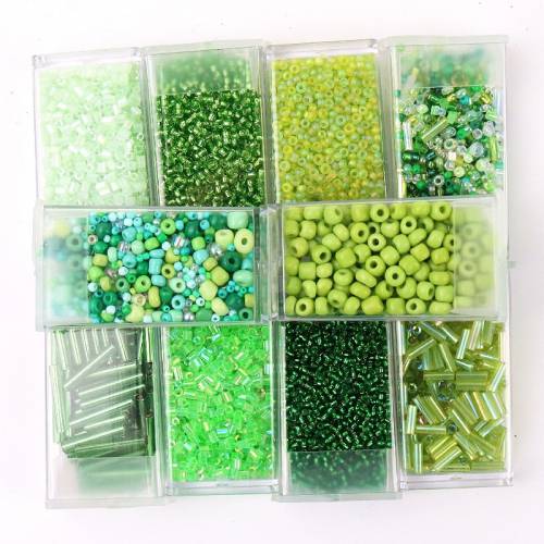 39 Design Green Series Glass Seed Beads DIY Spacer Czech Glass Bead Tube Bugles For Needle Work Jewelry DIY Making Accessories