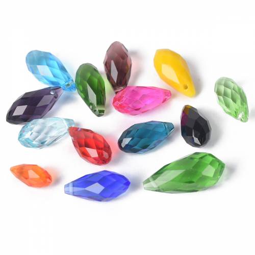 1# Pure Color & Plated Teardrop Faceted Crystal Glass 6mm 8mm 10mm Top Drilled Pendant Drops Loose Beads For Jewelry Making DIY