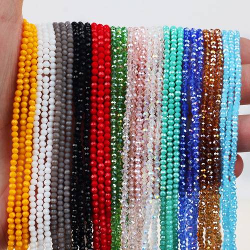 1 Strand 1mmx2mm Small Opaque Multicolor Faceted Crystal Glass Rondel Beads for Jewelry Making Diy Jewelry Spacer Beads