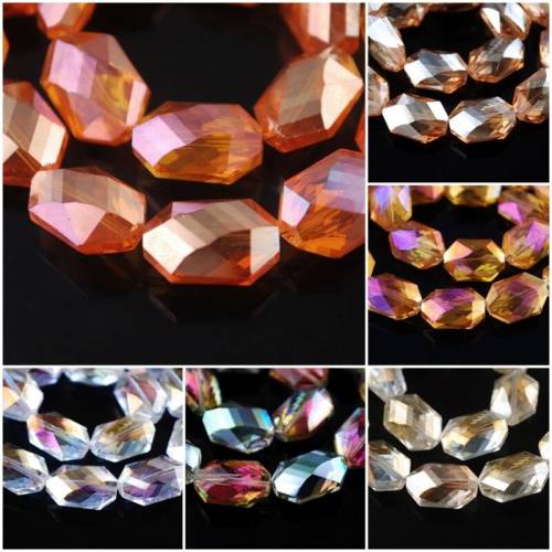 10Pcs 18x22mm Charms Oval Hexagon Faceted Crystal Beads Loose Spacer beads DIY Jewelry Findings Making