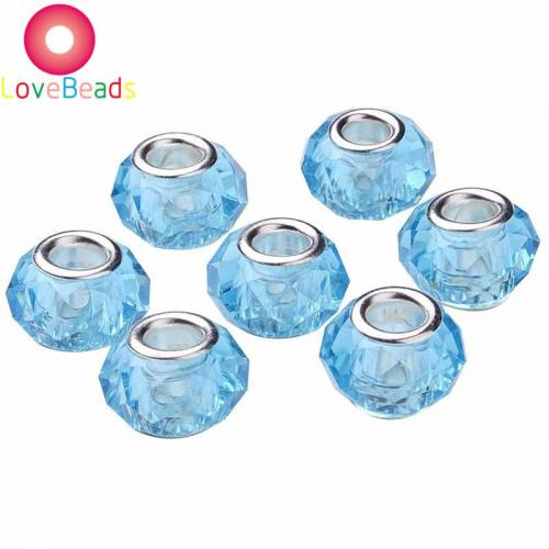 10Pcs New Color Crystal Glass Charms Faceted Lampwork Beads Large Hole European Charms Beads fit Pandora Bracelet Jewelry Making