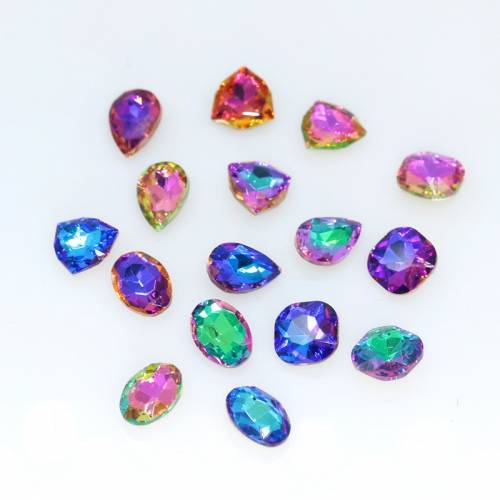 12p Multi-shape&color pointback facets glass stone crystal diamante rhinestones DIY Necklace headwear shoes jewelry making beads