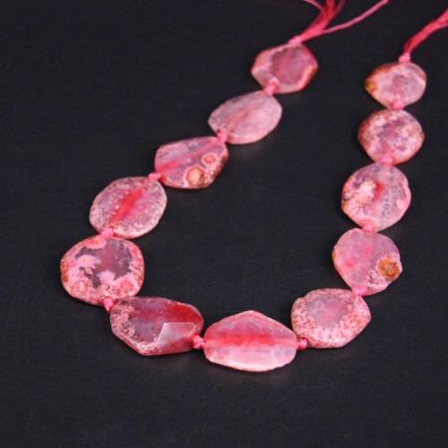 155 inches/strand Pink Raw Dragon Veins Faceted Agates Druzy Slab Nugget Loose Beads - Drusy Gems Stone Slice Pendants Jewelry