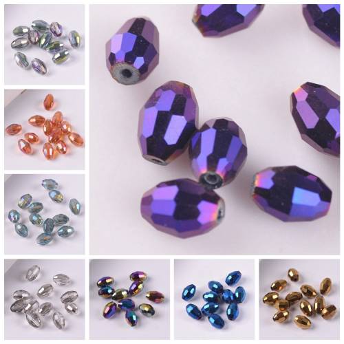 2# Oval Shape Faceted 8x6mm 10x8mm Crystal Glass Loose Spacer Beads Wholesale Lot for Jewelry Making DIY Crafts Findings