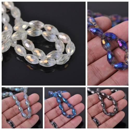 20pcs 13x8mm Oval Faceted Matte Crystal Glass Loose Spacer Beads Craft Findings