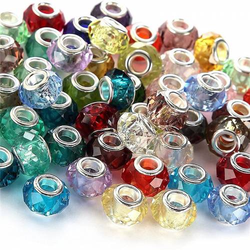 20Pcs 5mm Large HoleCut Faceted Beads Fit Pandora Bracelet Bangle Earrings Bead European Beads Chain Necklace for Jewelry Making