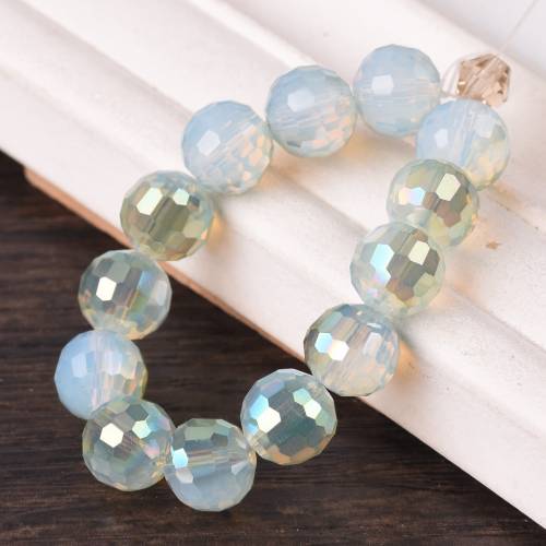 20pcs Half Opal 96 Facets Round 10mm Faceted Crystal Glass Loose Beads Lot for Jewelry Making DIY Crafts