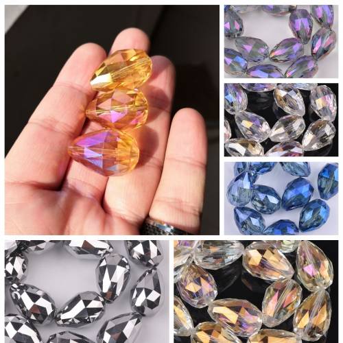 24x17mm Teardrop Faceted Cut Crystal Glass Charms Loose Crafts Beads Lot For DIY Jewelry Making