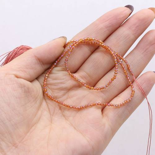 2pcs Natural Crystal Color Plated Faceted Small Beads Beige Orange Red Beads DIY for Making Jewelry Accessories-Length 38cm
