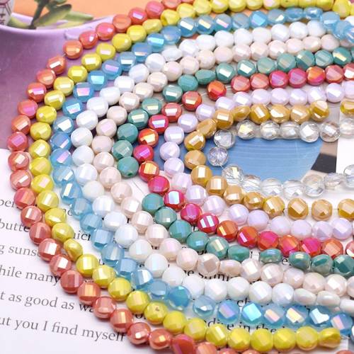 30Pcs/lot 8mm Faceted Twisted Crystal Glass Beads Flat Round Glass Beads for Jewelry Making DIY Earrings Necklace Bracelet