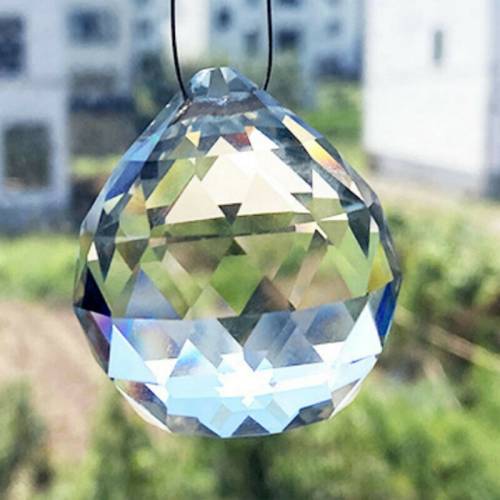 40mmX46mm Faceted Clear Glass Crystal Ball Beads Pendant Sun Catcher Feng Shui