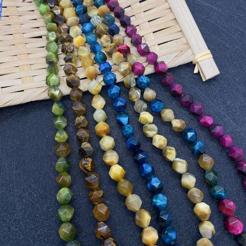 46 Pieces Tiger‘s Eye Loose Beads Colorful Multi-faceted Stone Beads Designer for DIY Bracelet Make Charm Necklace Jewelry 8mm