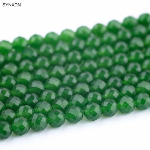 4x4mm Natural Faceted Jasper Stone Beads Green Agate Football Shape Loose Beads Jewelry Making 15‘‘Strand Diy Bracelet Wholesale