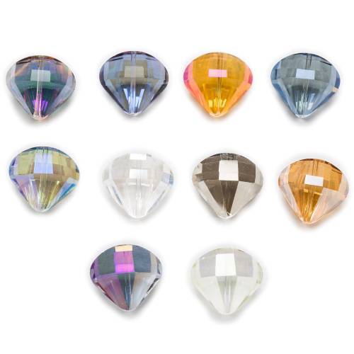 5 Piece Parachute Shaped Cut Faceted Crystal Glass Spacer Beads Jewelry Findings 20x18mm