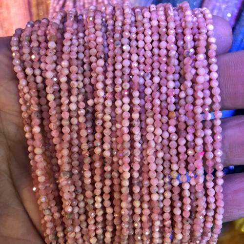 5 strings Lot Faceted Tiny Gem Beads 100% Natural Rhodochrosite Beads 2mm 3mm Round - Faceted Spacer Tiny Beads - 155Full Strand