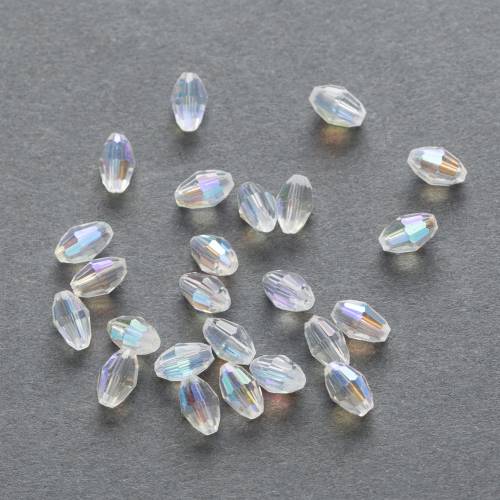 50 Piece Clear AB Color Olive Cut Faceted Crystal Glass Spacer Beads Jewelry Making 6-11mm
