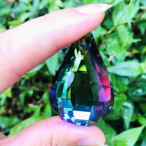 50mm 5pcs Rainbow Pipa Shape Crystal Chandelier Prisms Faceted Chic Beads Lamp Suncatchers Hanging for Holiday Party Decoration