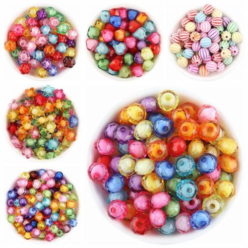 50pcs Acrylic Faceted Abacus Beads For Jewelry Making Diy Necklace Bracelet Decoration