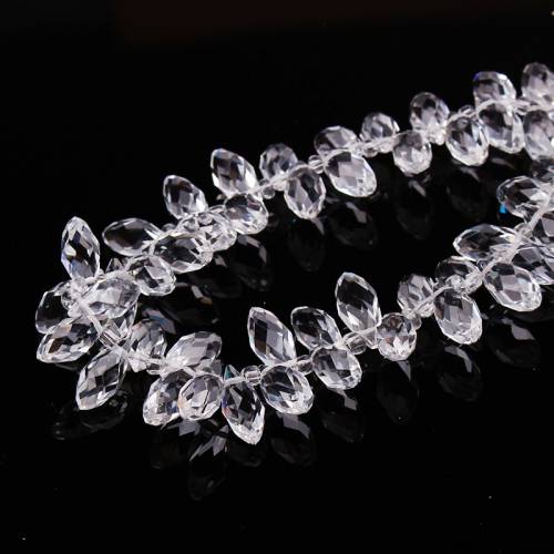 50pcs Clear Oval Faceted Crystal Beads 6x12mm Briolette Teardrop Beads Transparent Water Drop Glass Beads DIY Jewelry Making Acc