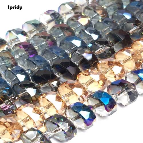 5X8mm Metallic Rainbow color Plated Section Flat New Arrival Fashion Faceted Crystal Glass Beads Loose Tyre Shape 1strand/lot