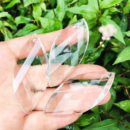 63mm 5pcs Clear Leaf Crystal Chandelier Prisms Chic Faceted Beads Lamp Suncatchers Pendants for Wedding Home Decoration