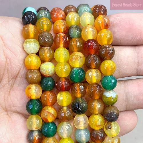 8mm Smooth Natural Faceted Orange Dream Dragon Veins Agates Round Beads for Diy Charms Bracelet for Women Jewelry Making 15‘‘