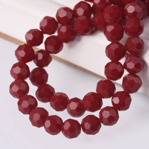 95pcs Dark Red 6mm Round 32 Facets Cut Ball Faceted Opaque Glass Loose Spacer Beads lot for Jewelry Making DIY Crafts