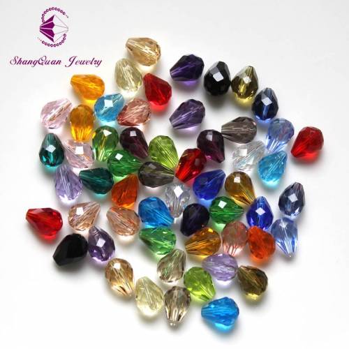 AAA Mixed Color Tear Drop Crystal Beads 8*6MM (100PCS/LOT) Crystal Drop Beads Faceted Glass Stones Charms for Jewelry