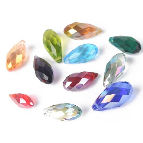 AB Colors Teardrop Faceted Crystal Glass 12x6mm 16x8mm 20x10mm Top Drilled Pendant Drops Loose Beads for Jewelry Making DIY