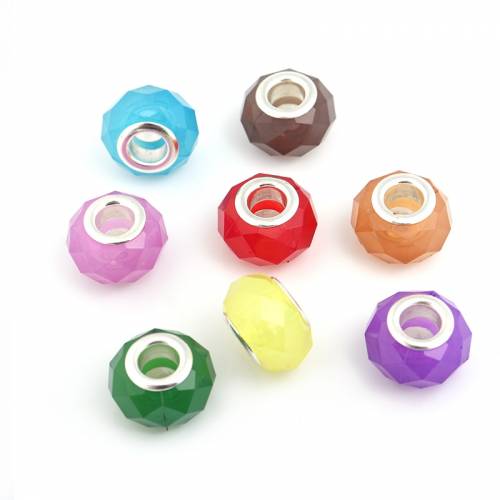 Beadtales 20pcs/lot Resin Faceted Rhombus Large Hole Beads For Jewelry Making Necklace Bracelet DIY Many Colors Are Available