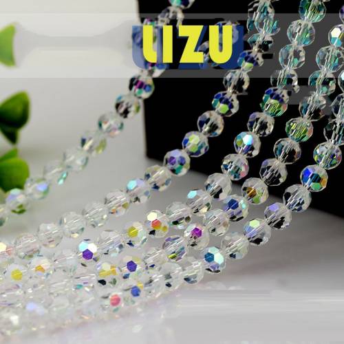 DIY handmade beaded crystal ball beads 32 facets scattered beads 4/6 / 8mm glass beads color white half AB jewelry handmade