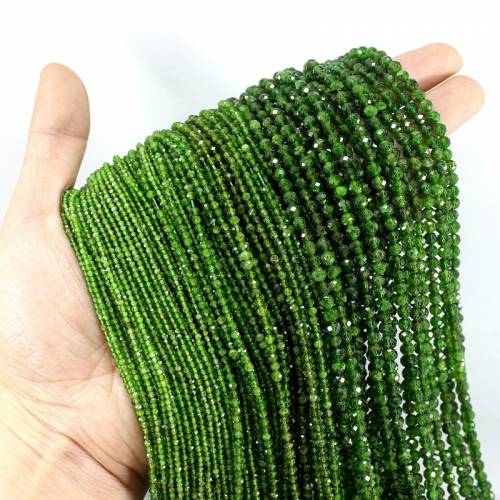 Faceted Natural Green Diopside Small Tiny Seed 2/3/4/5MM High Quality Loose Round Beads For Jewelry Making Bracelet Necklace