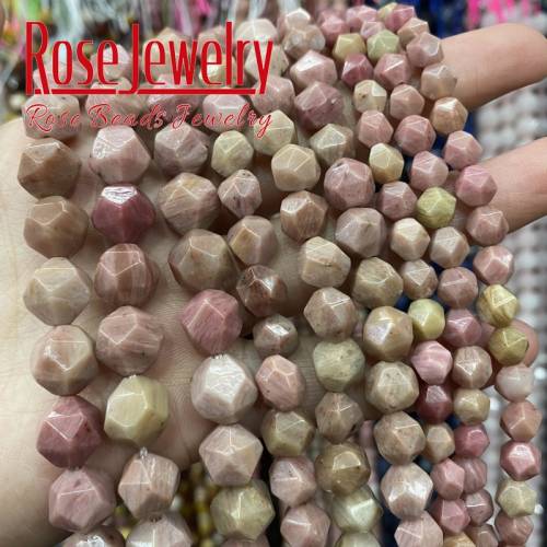 Faceted Natural Rhodochrosite Stone Beads Rhodonite Loose Spacers Beads 15 Strand 6 8 10 12 mm For Jewelry Making Diy Bracelets