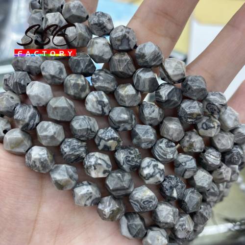Faceted Natural Stone Map Jaspers Round Beads Loose Spacer Beads 15 Strand 6 8 10 MM Pick Size For Jewelry Making DIY Bracelets