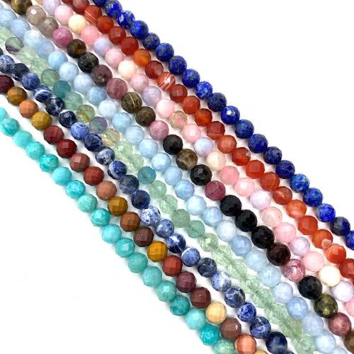Gem Beads Natural Stone Faceted Round Loose Beads Sea Sapphires Used To Make Bracelets Handicrafts Creative Accessories 6mm