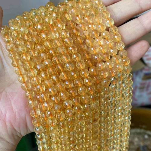High Quality Natural Citrines Crystal Stone Faceted Round Shape Loose Spacer Beads 6/8/10mm DIY Gem Handmade Jewelry 38cm sk165