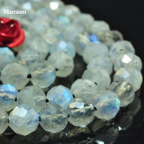 Mamiam Natural A Blue Flash Labradorite Faceted Round Beads 5mm Smooth Loose Stone Diy Bracelet Necklace Jewelry Making Design