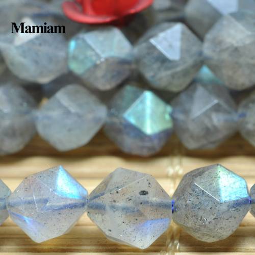 Mamiam Natural A+ Blue Flash Labradorite Diamond Faceted Beads 6mm Round Gemstone DIY Bracelet Necklace Jewelry Making Design