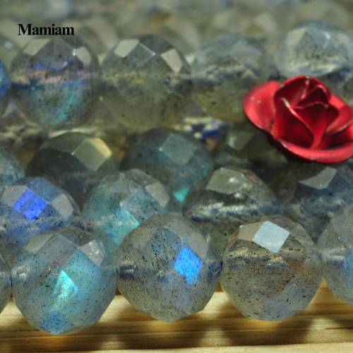 Mamiam Natural A+ Blue Flash Labradorite Faceted Round Charms Beads 6mm Stone Diy Bracelet Necklace Jewelry Making Gift Design