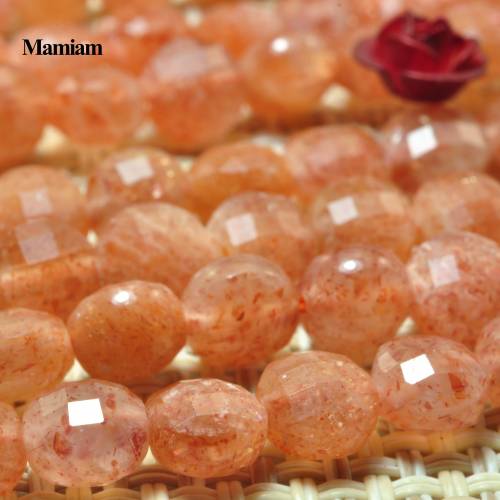 Mamiam Natural A+ Golden Sunstone Faceted Flat Round Beads 6mm Smooth Loose Stone Diy Bracelet Necklace Jewelry Making Design