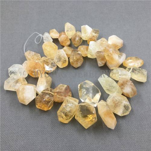MY1011 Polished Faceted Yellow Quartz Cut Nugget Loose Stone Drilled Necklace Making Beads