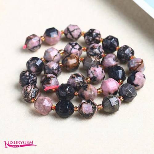 Natural Black Rhodonite Stone Spacer Loose Beads High Quality 6/8/10mm Faceted Olives Shape DIY Gem Jewelry Making Bead a3824