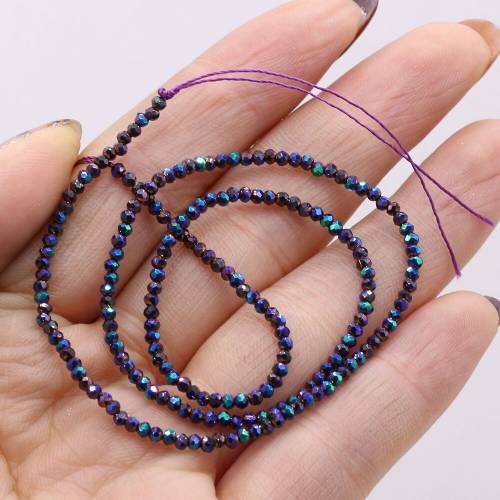 Natural Crystal Color Plated Faceted Small Beads Beige Purple Green Beads DIY for Making Jewelry Accessories-Length 38cm
