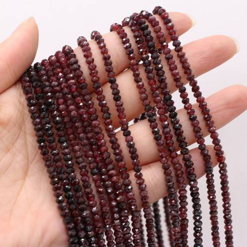 Natural Garnet Beaded Faceted Round Shape Beads for Jewelry Making DIY Necklace Bracelet Accessries 3x4mm